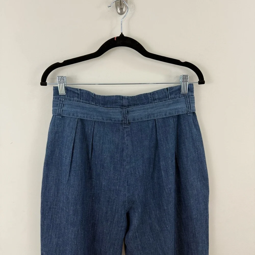 J. Crew Chambray Paper Bag Waist Ankle Pants Size 4 NEW - Picture 8 of 13